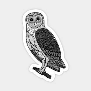 Barn Owl - hand drawn nocturnal bird design Magnet