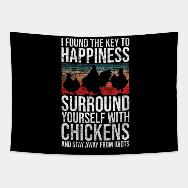 I Found The Key To Happiness Surround Yourself With Chickens and Stay Away From Idiots Tapestry by Rishirt