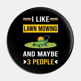 3 People Lawn Mowing Mower Lawnmower Pin