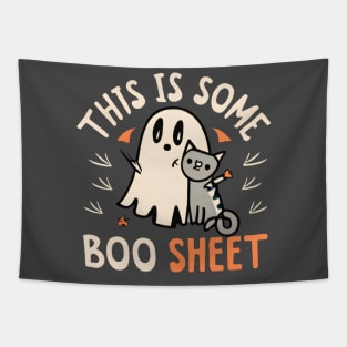 Funny Halloween Ghost and Cat : This is some Boosheet! Tapestry