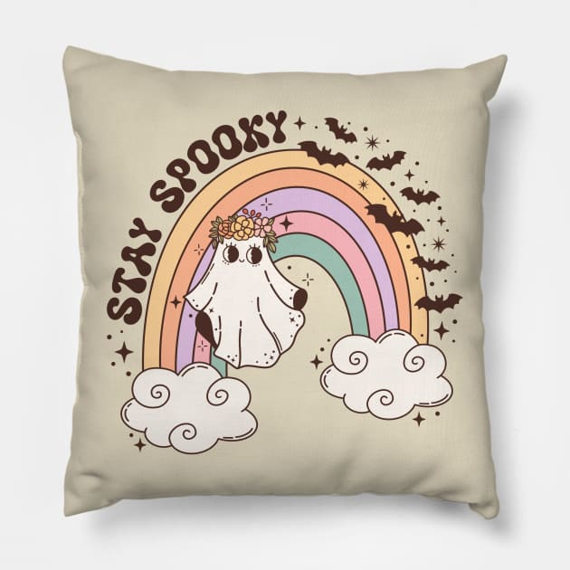 Stay Spooky Vintage Hippie Pillow by MuseMints