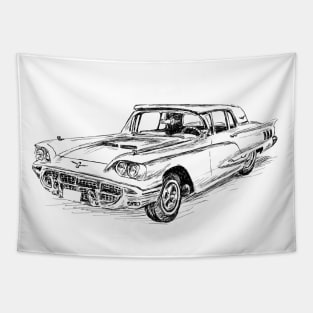 Antique Ford Thunderbird Car Tapestry