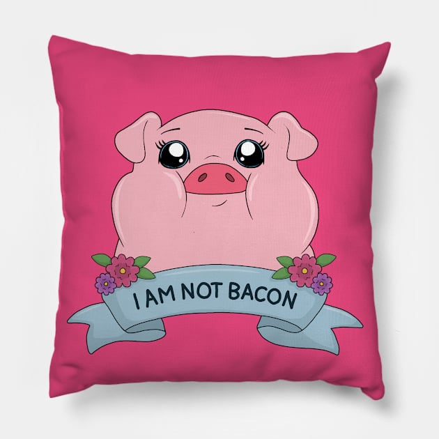 I am not bacon - Cute pig Pillow by valentinahramov