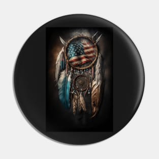 American Flag Dream Catcher Art Pin