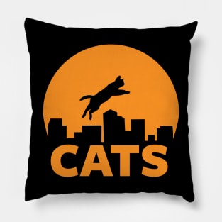 CAT JUMPING IN THE CITY Pillow