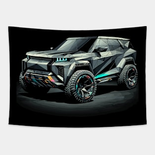 Geometric Terrain Conqueror: Futuristic 4x4 Vehicle Tapestry