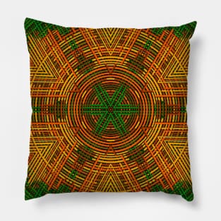 Weave Mandala Yellow Orange and Green Pillow