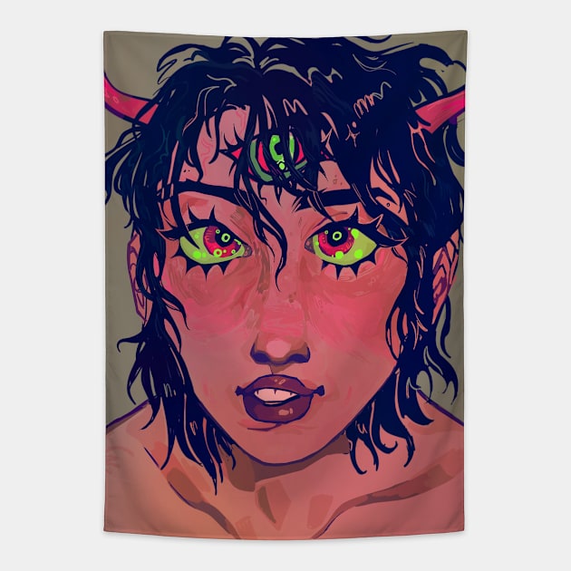 She is the devil! Tapestry by snowpiart