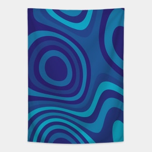 Indigo Blue & Funky Abstract Fluid Pattern Design Tapestry