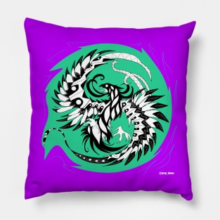 the magical phoenix in ecopop wallpaper art in zentangle Pillow