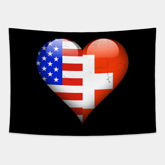 Half American Half Swiss - Gift for Swiss From Switzerland Tapestry by Country Flags