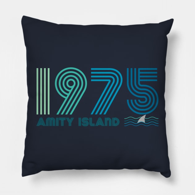 Amity Island 1975 Pillow by DrMonekers