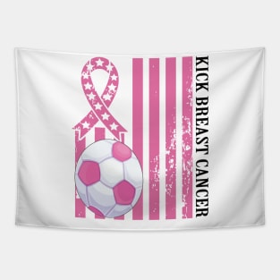 Kick Breast Cancer Awareness Soccer Pink Ribbon Tapestry