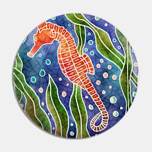 Seahorse batik silk painting Pin