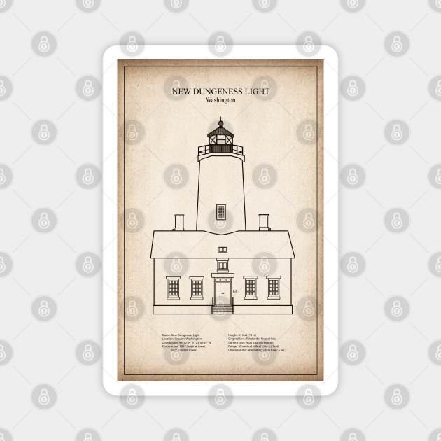 New Dungeness Lighthouse - Washington - SD Magnet by SPJE Illustration Photography