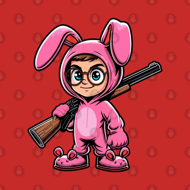 Funny Christmas Story Pink Nightmare Bunny Costume and BB Gun by ChattanoogaTshirt