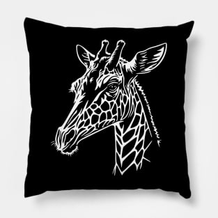 Realistic Minimal Giraffe Head Design - White Pillow