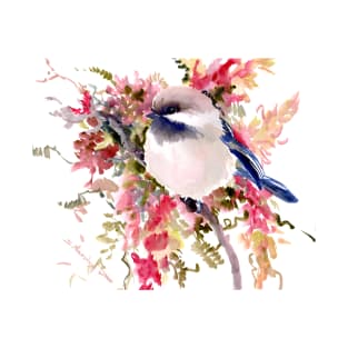 Chickadee and Flowers T-Shirt