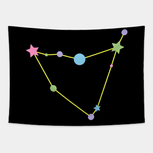Capricorn Zodiac Constellation in Rainbow Pastels - Black Tapestry