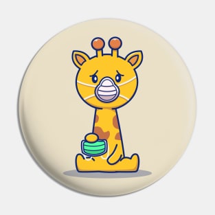 Cute Giraffe Wearing Mask Pin