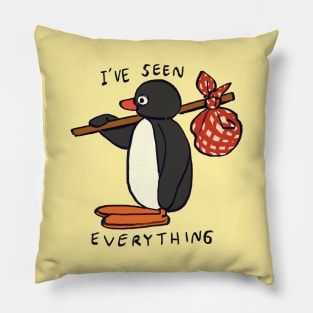 pingu penguin leaving / i've seen everything meme Pillow