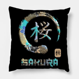 Sakura Japanese Kanji Word Symbol Enso Circle 20 Pillow