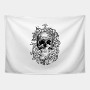 Halloween floral skull Tapestry