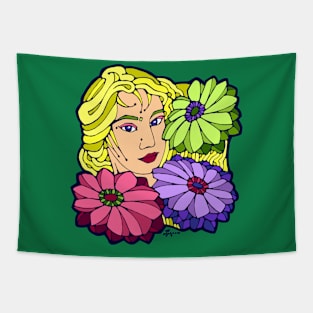 Exotic Blonde and Three Large Blooms Tapestry