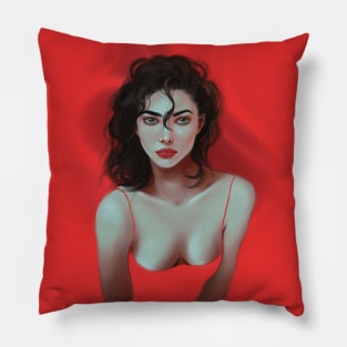 Woman in a red dress Pillow