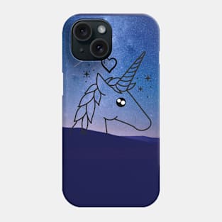 Unicorn With Blue Sky & Stars Phone Case