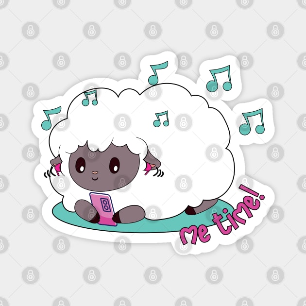 cute sheep listening to music on wireless headphones Magnet by TurnEffect