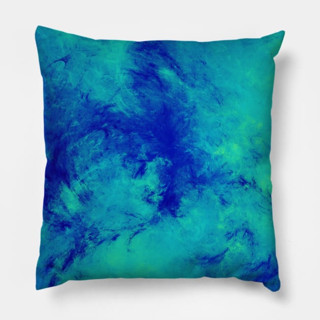 Blue and Turquoise Marble Splash Abstract Artwork Pillow by love-fi