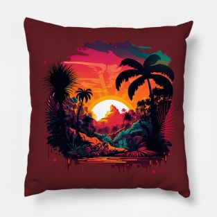 Jungle Sunset Splash Pillow