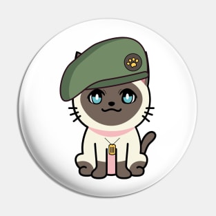 Green Beret Siamese cat Pin