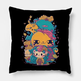 Cuteness Galore - Whimsical Kawaii Delights Pillow