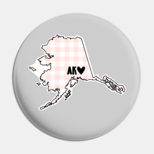 USA States: Alaska (pink plaid) Pin