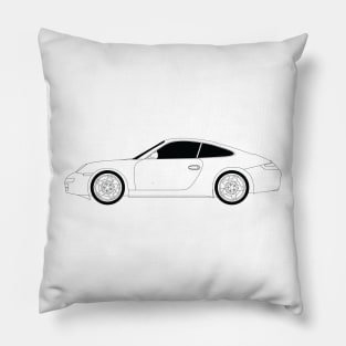 911 Carrera Black Outline Pillow