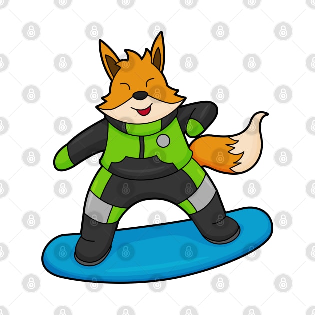 Fox as Snowboarder with Snowboard by Markus Schnabel