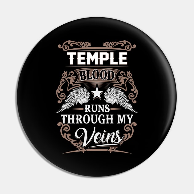 Temple Name T Shirt - Temple Blood Runs Through My Veins Gift Item Pin by Gnulia