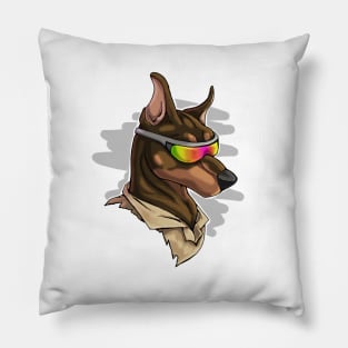 Cool Brown Doberman with Shades Pillow