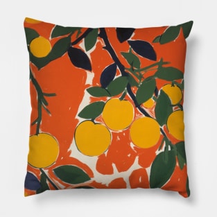 Orange Citrus Tree Matisse Inspired Pillow