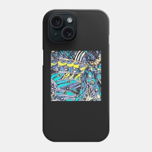 Tangled turquoise modern mosaic pattern Phone Case