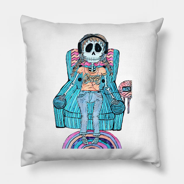 Lively Bones, Groovy Pillow by LuvbuzzArt