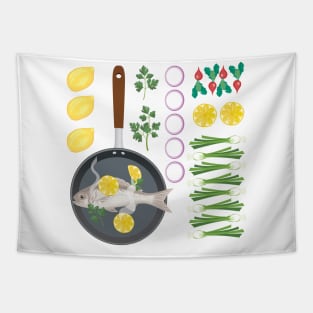 Fish Flat Lay Tapestry