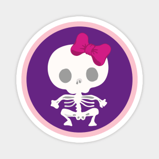 Kawaii skeleton cute pink bow purple day of the dead Magnet