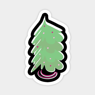 Cute Christmas Tree Green Pink Design Magnet