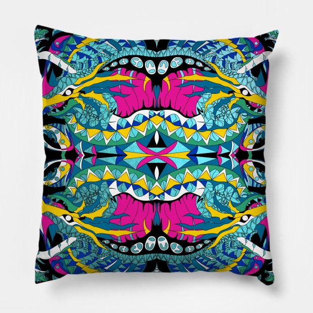 kraken unleashed in ecopop arts pattern Pillow by jorge_lebeau