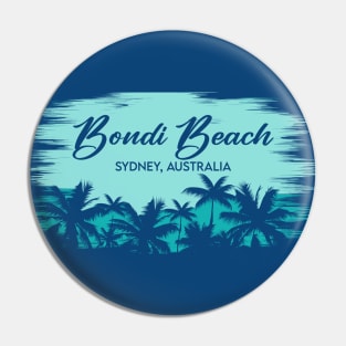 Bondi Beach Sydney Australia Retro Beach Landscape with Palm Trees Pin