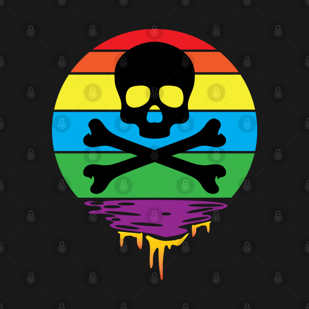 Skull and Bones Rainbow Sunset by Shawnsonart