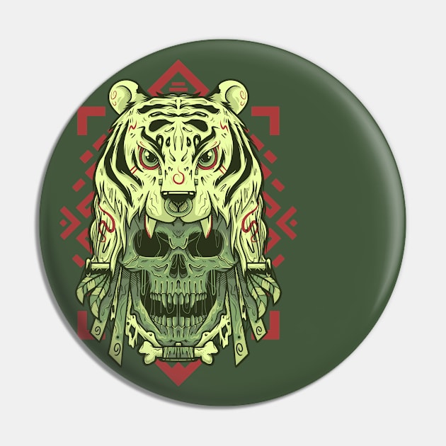 Tiger Head Skull Tribal Illustration Pin by barqisme